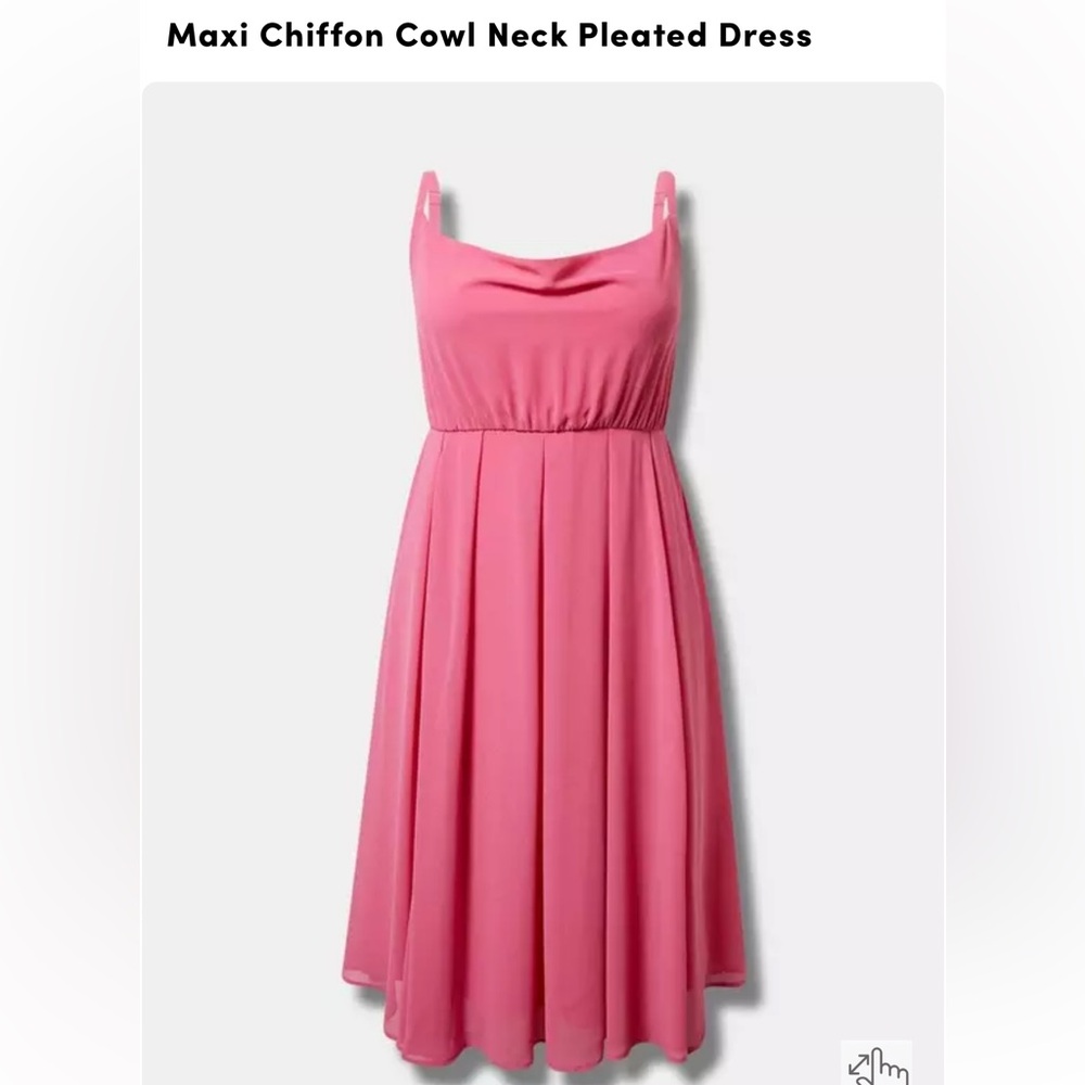 TORRID MIDI Chiffon Cowl Neck Pleated Dress: PINK: NEW WITH TAGS: SIZE 4